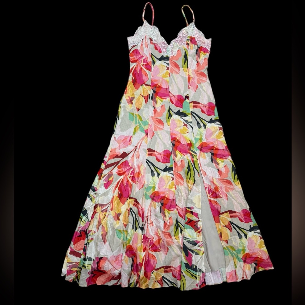 Hutch Sz L Maxi Dress Baldwin Sleeveless Lace-Trim V-Neck Slip Anthropologie New - Picture 4 of 10